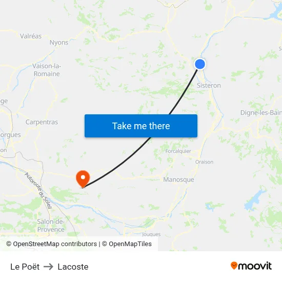 Le Poët to Lacoste map