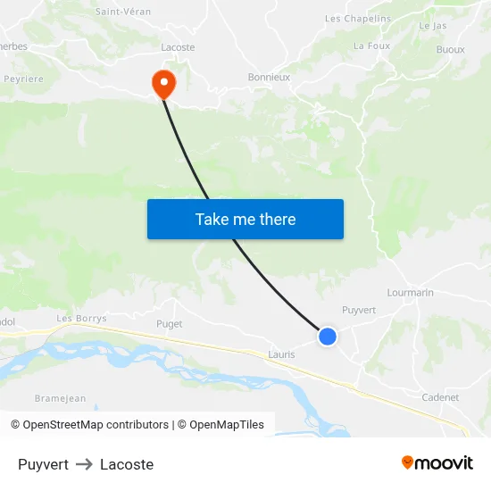 Puyvert to Lacoste map