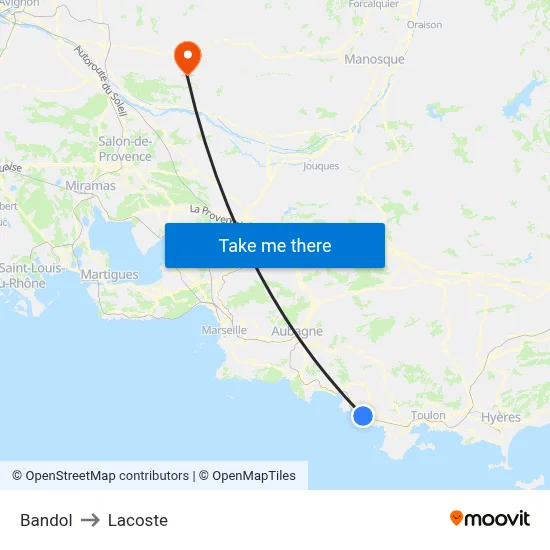 Bandol to Lacoste map