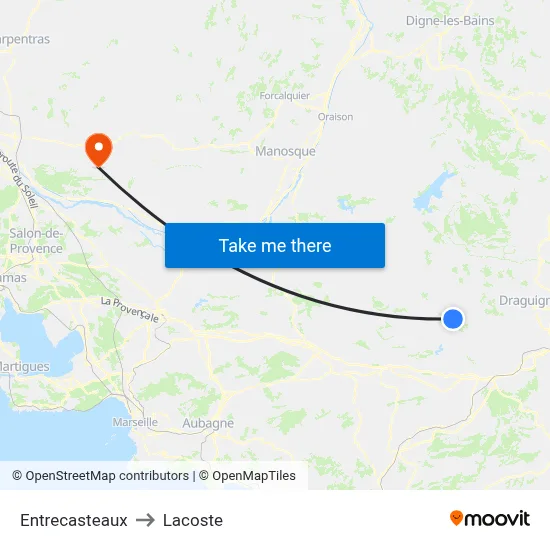 Entrecasteaux to Lacoste map