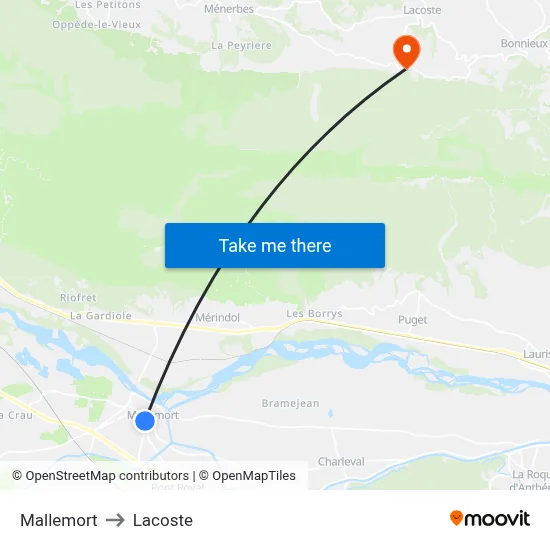 Mallemort to Lacoste map