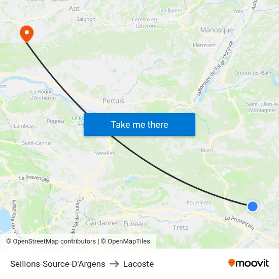 Seillons-Source-D'Argens to Lacoste map
