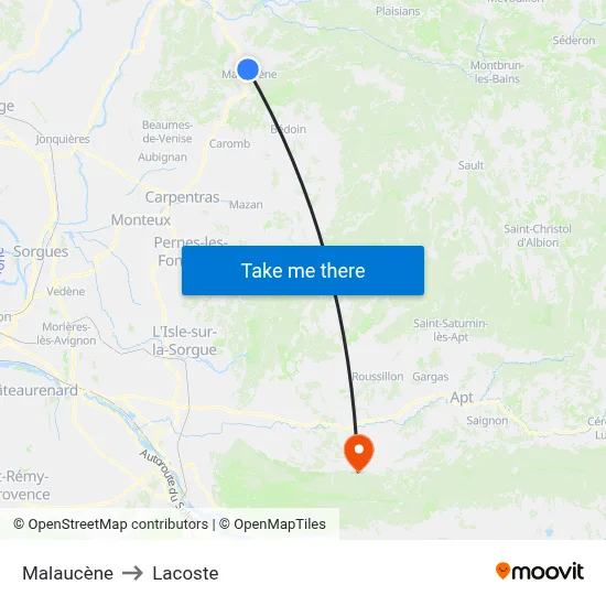 Malaucène to Lacoste map
