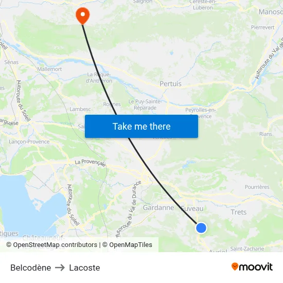 Belcodène to Lacoste map