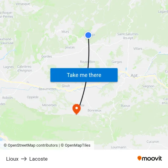 Lioux to Lacoste map