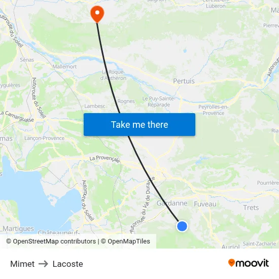 Mimet to Lacoste map