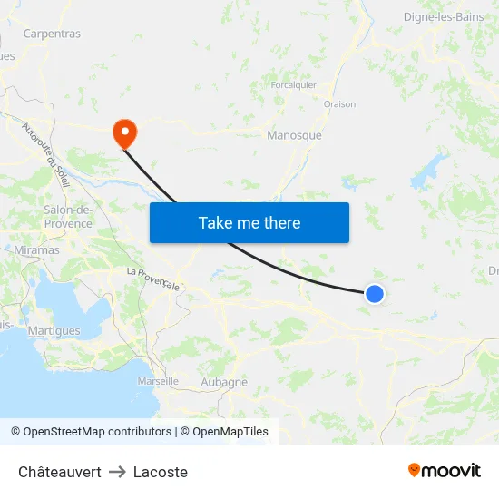 Châteauvert to Lacoste map