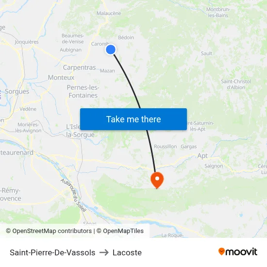 Saint-Pierre-De-Vassols to Lacoste map