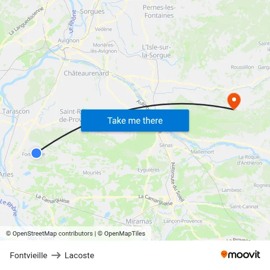 Fontvieille to Lacoste map