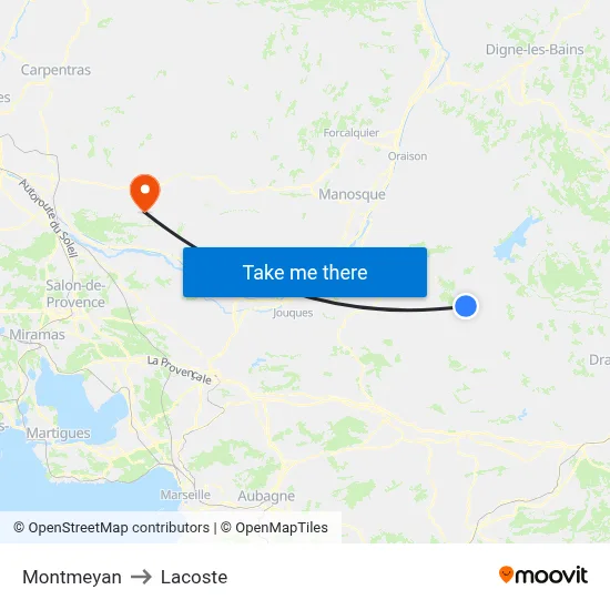 Montmeyan to Lacoste map