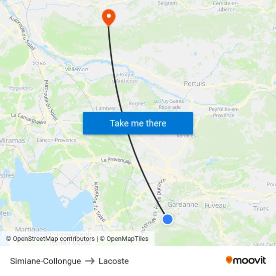 Simiane-Collongue to Lacoste map
