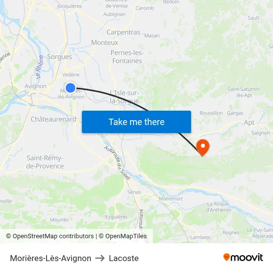 Morières-Lès-Avignon to Lacoste map
