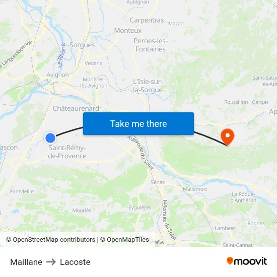 Maillane to Lacoste map