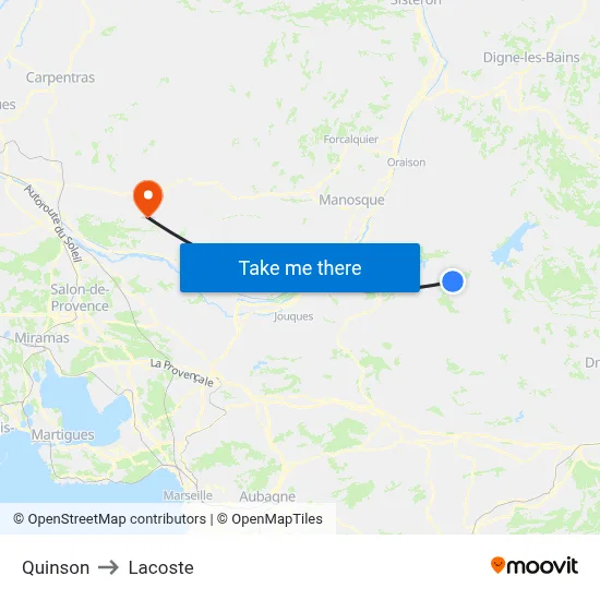 Quinson to Lacoste map