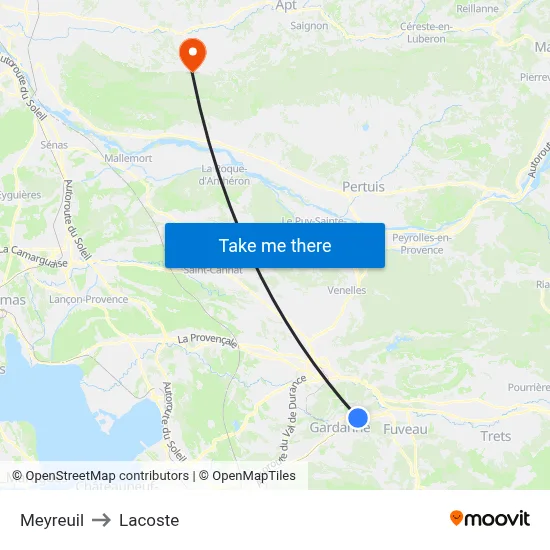 Meyreuil to Lacoste map
