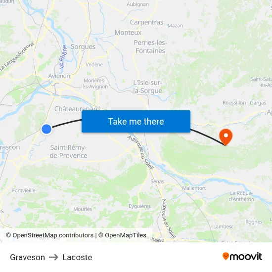 Graveson to Lacoste map