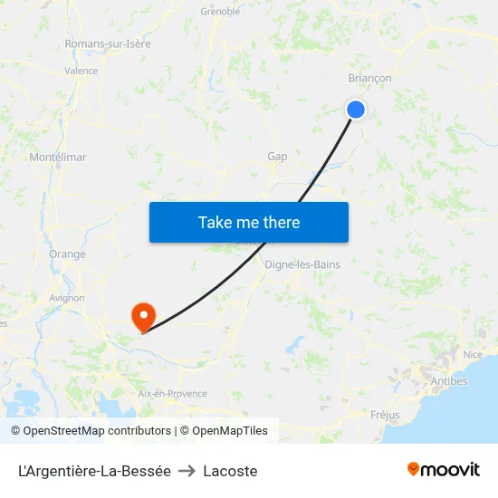 L'Argentière-La-Bessée to Lacoste map