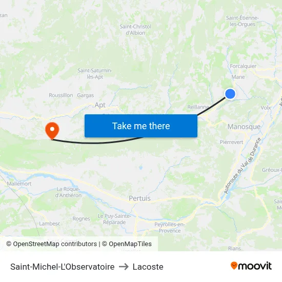 Saint-Michel-L'Observatoire to Lacoste map