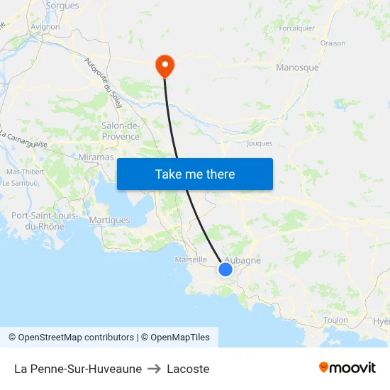La Penne-Sur-Huveaune to Lacoste map