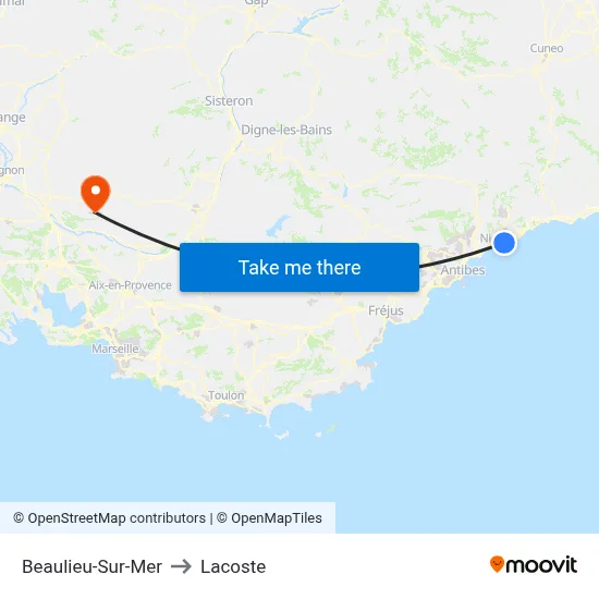 Beaulieu-Sur-Mer to Lacoste map