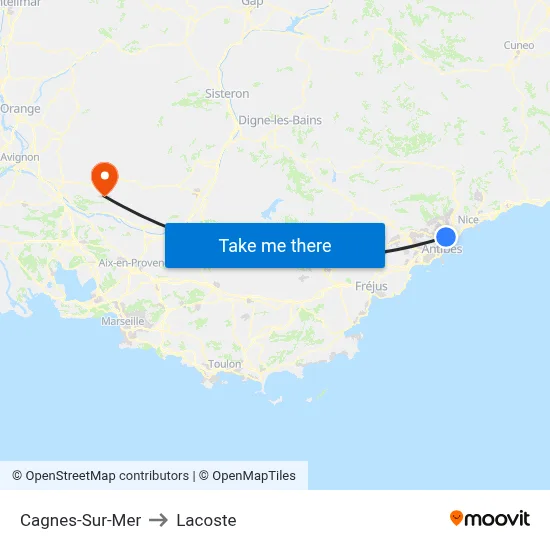 Cagnes-Sur-Mer to Lacoste map