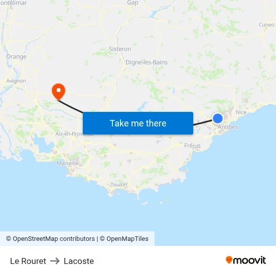 Le Rouret to Lacoste map