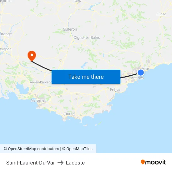 Saint-Laurent-Du-Var to Lacoste map