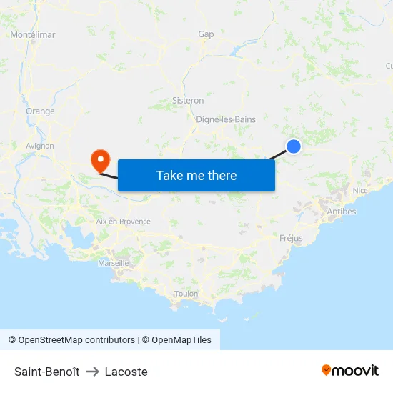 Saint-Benoît to Lacoste map