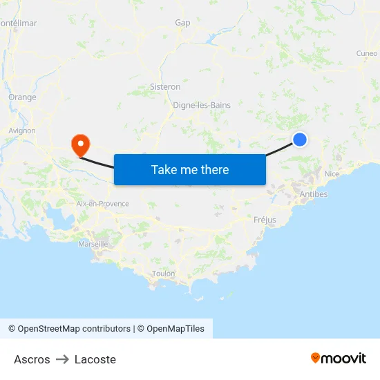 Ascros to Lacoste map