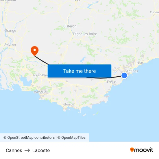 Cannes to Lacoste map