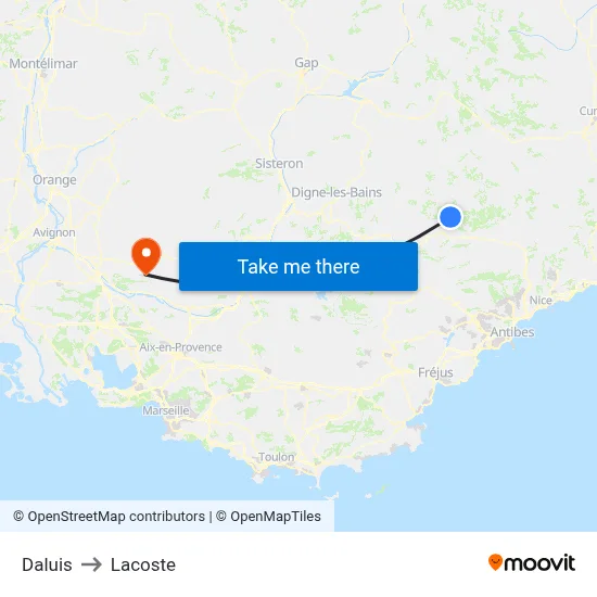Daluis to Lacoste map