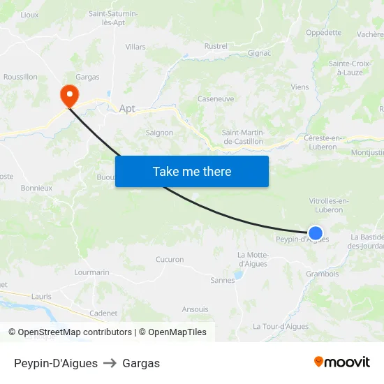 Peypin-D'Aigues to Gargas map