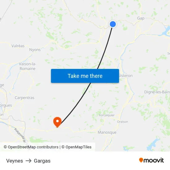 Veynes to Gargas map