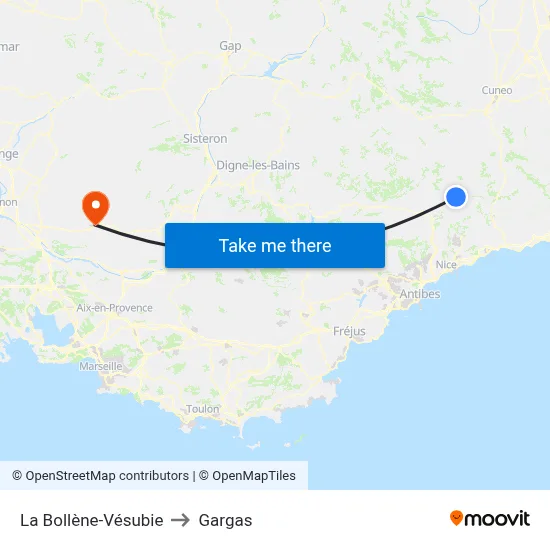 La Bollène-Vésubie to Gargas map