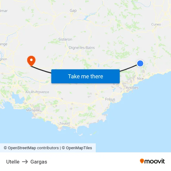 Utelle to Gargas map