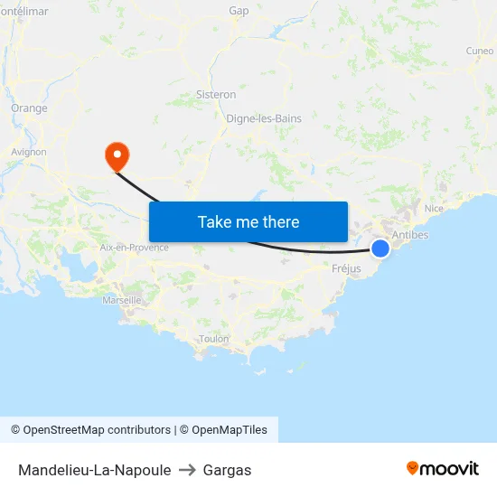 Mandelieu-La-Napoule to Gargas map