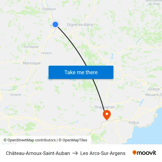Château-Arnoux-Saint-Auban to Les Arcs-Sur-Argens map