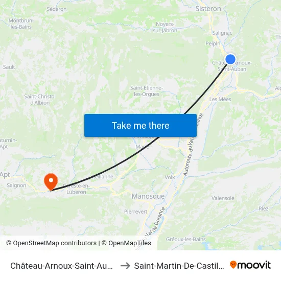 Château-Arnoux-Saint-Auban to Saint-Martin-De-Castillon map