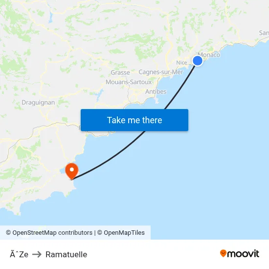 ÃˆZe to Ramatuelle map