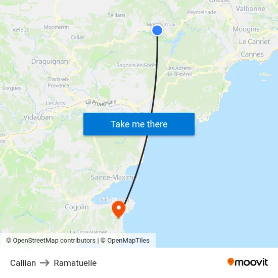 Callian to Ramatuelle map