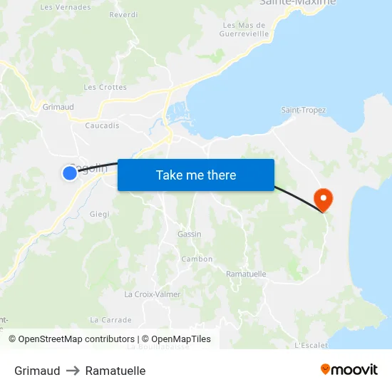 Grimaud to Ramatuelle map