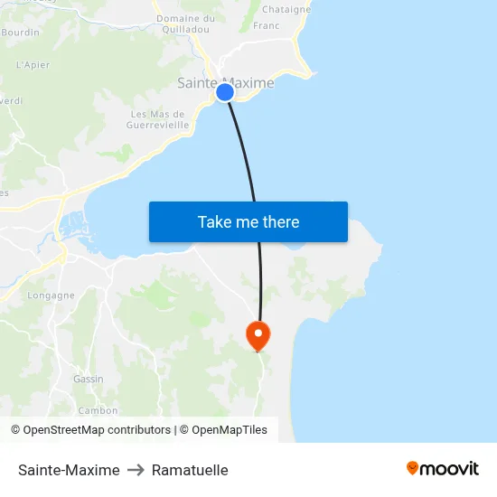 Sainte-Maxime to Ramatuelle map