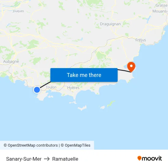 Sanary-Sur-Mer to Ramatuelle map