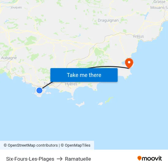 Six-Fours-Les-Plages to Ramatuelle map