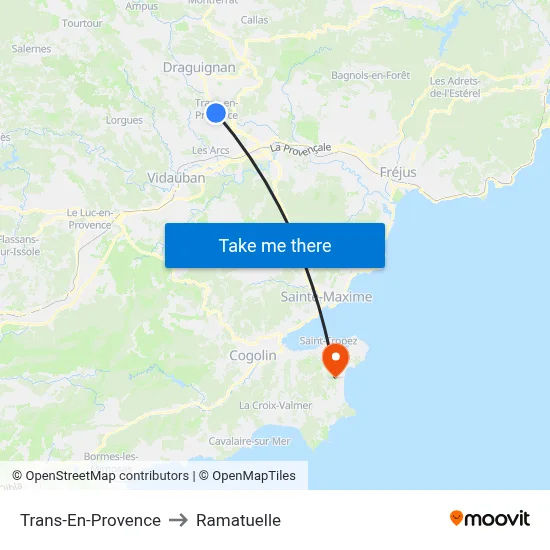 Trans-En-Provence to Ramatuelle map