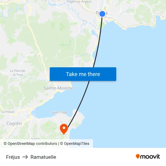Fréjus to Ramatuelle map