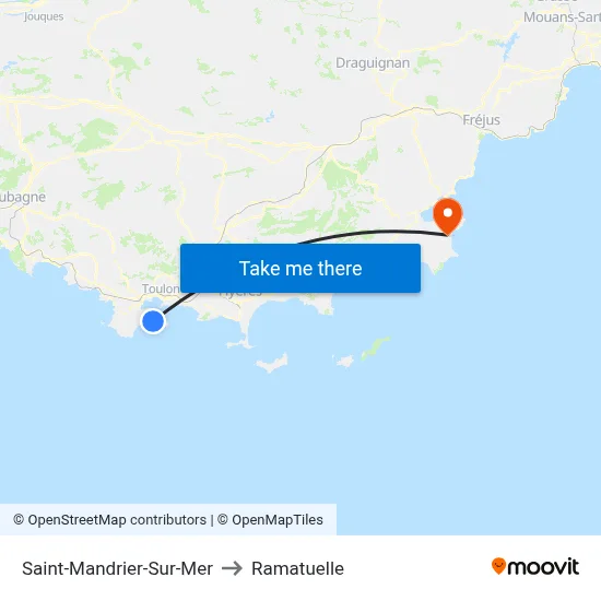 Saint-Mandrier-Sur-Mer to Ramatuelle map