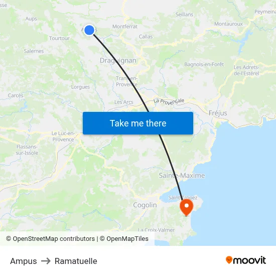 Ampus to Ramatuelle map