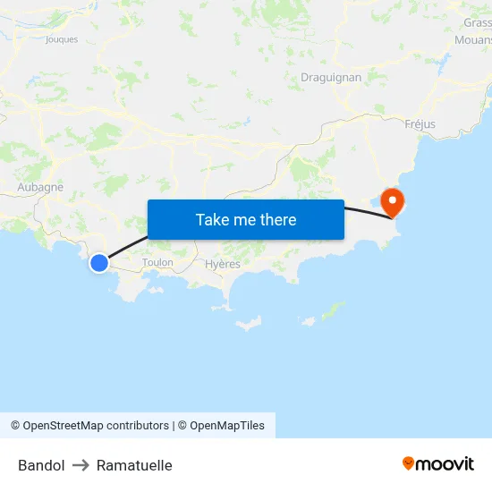 Bandol to Ramatuelle map