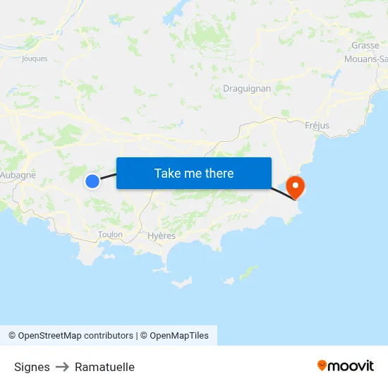Signes to Ramatuelle map